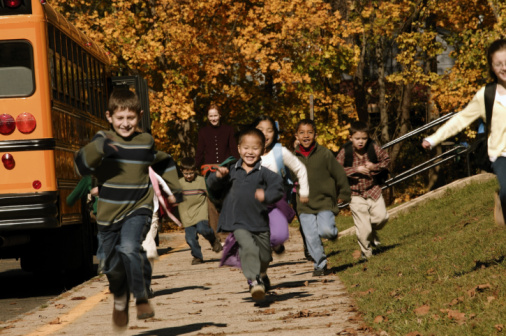 Children Running School Bus Markham Real Estate